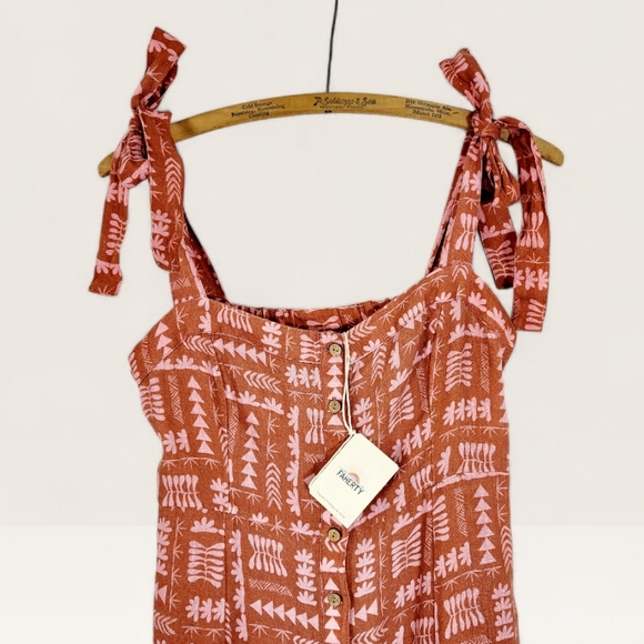 NWT FAHERTY x Anna Kahalekulu Artist Series Vintage Wash Linen Maxi Sun Dress S - Picture 4 of 13
